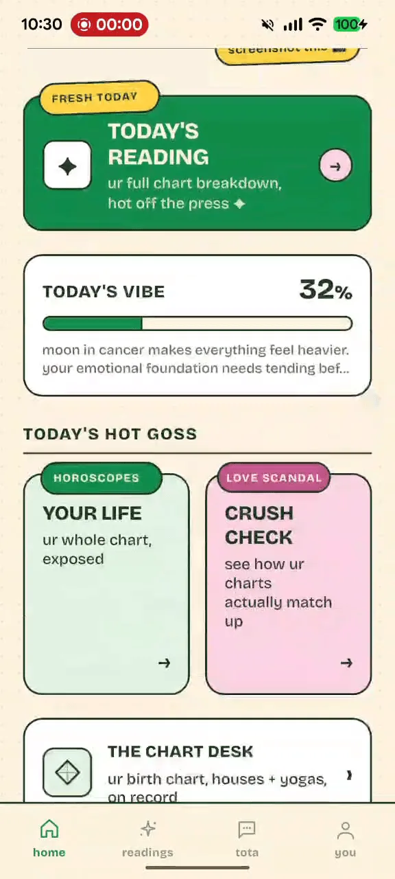 Ask Tota app showing daily readings